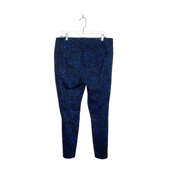 Ann Taylor Chelsea Crop Black & Blue Printed High Rise Pants 10 Women’s - Picture 6 of 13